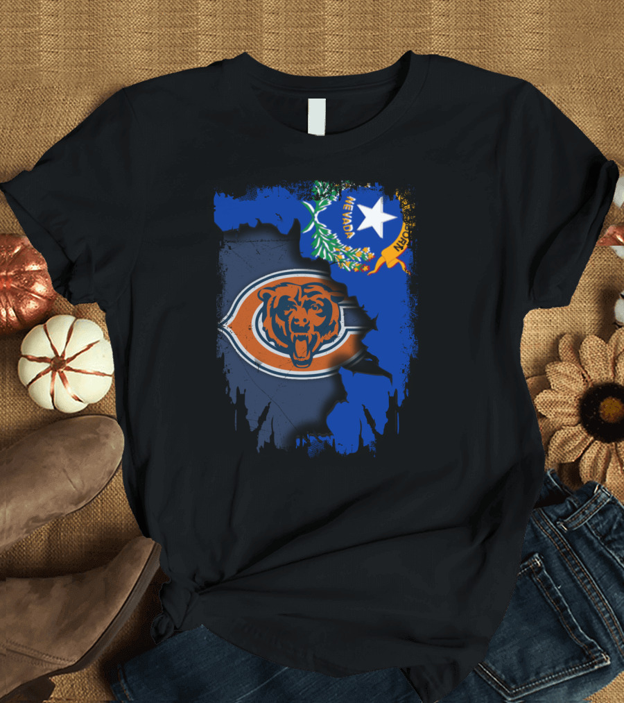 Nevada State Flag with Chicago Bears T-Shirt