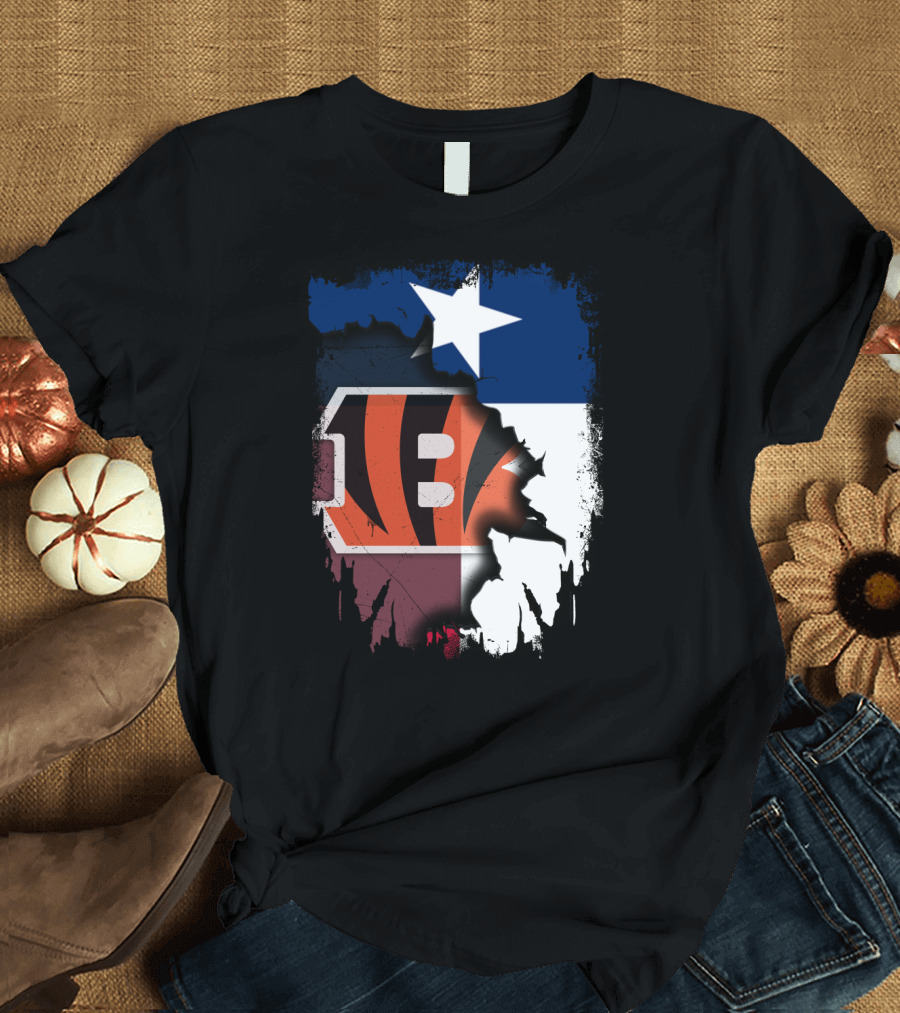 Texas Lone Star and Cincinnati Bengals NFL Fusion T-Shirt