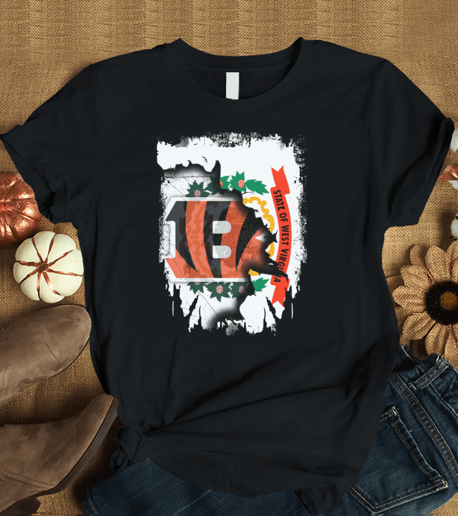 State of West Virginia with Bengals Logo Integration T-Shirt