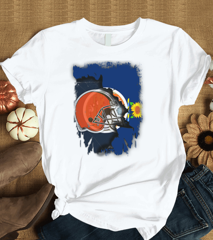 Kansas and Browns Helmet with Sunflower T-Shirt