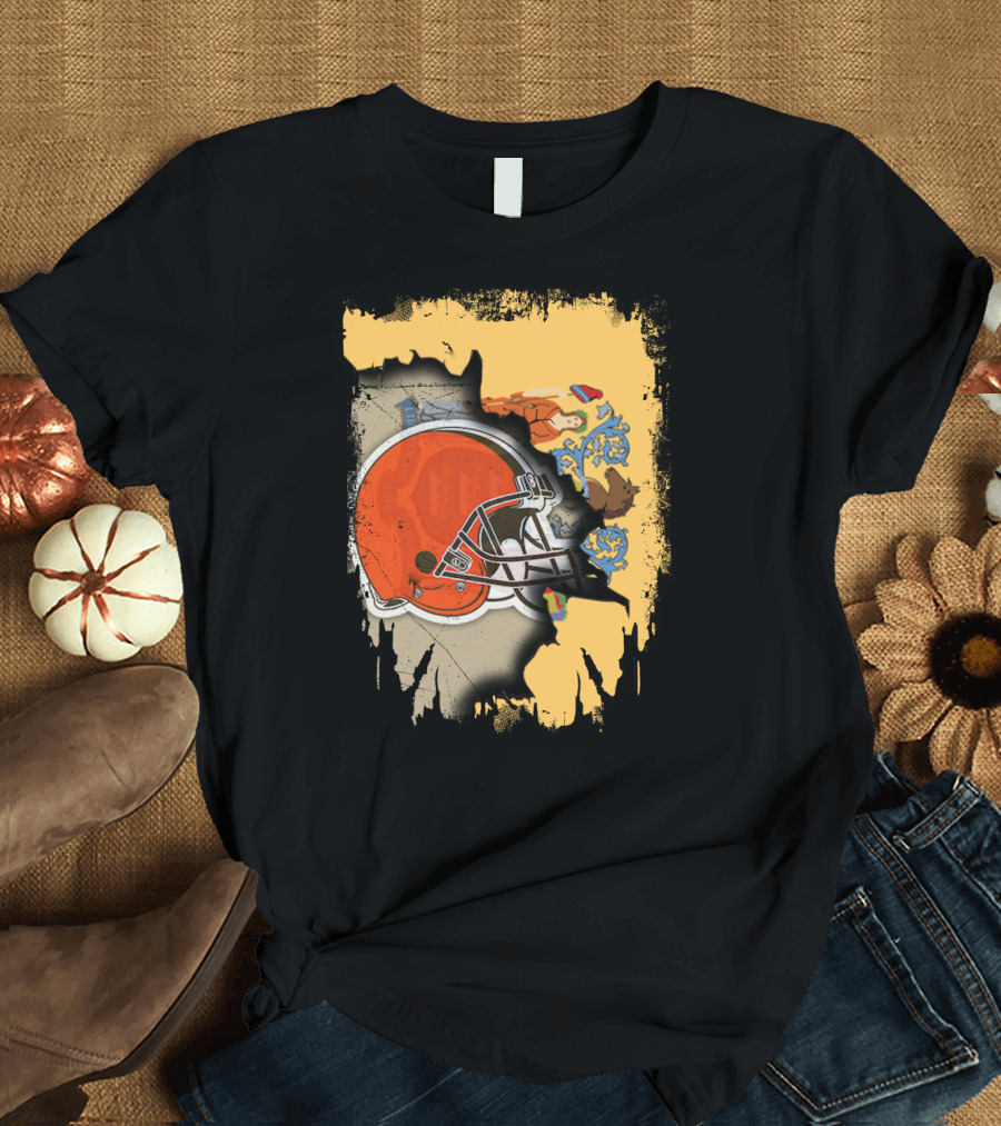 New Jersey Pride with Cleveland Browns Helmet Fusion T-Shirt