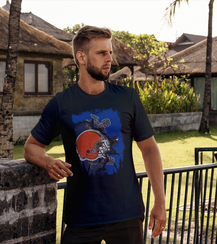 Pennsylvania State Flag With Cleveland Browns Helmet T-Shirt