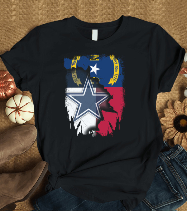 T-Shirt: North Carolina Flag Overlay with Dallas Cowboys Star T-Shirt North Carolina Flag Overlay with Dallas Cowboys Star T-Shirt