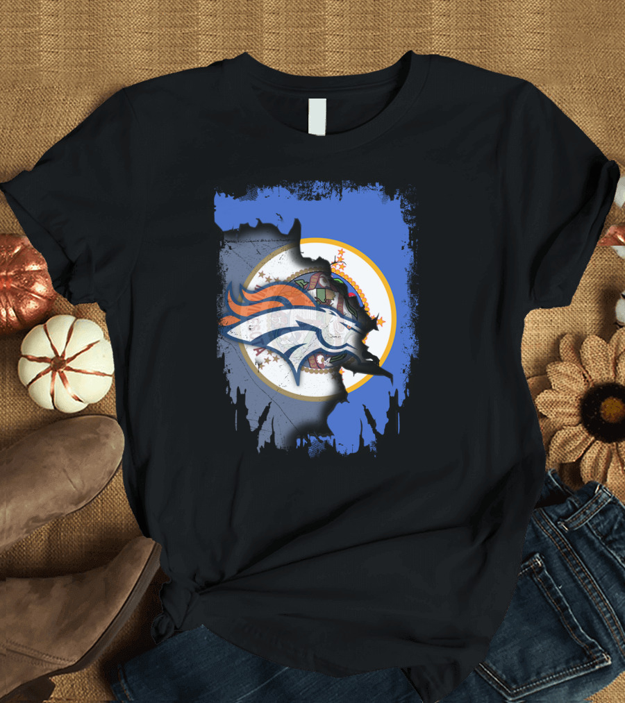 Minnesota State with Broncos Logo Fusion T-Shirt