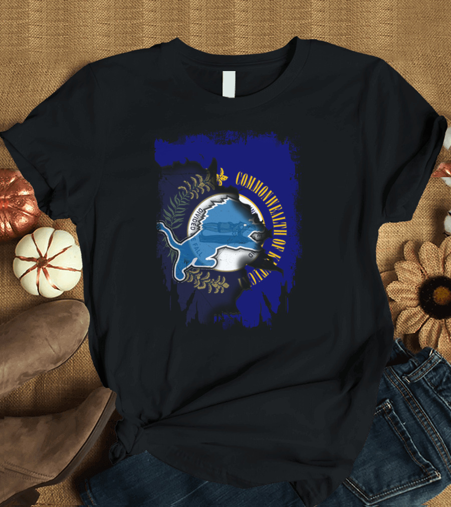 Commonwealth of Kentucky United with Detroit Lions T-Shirt
