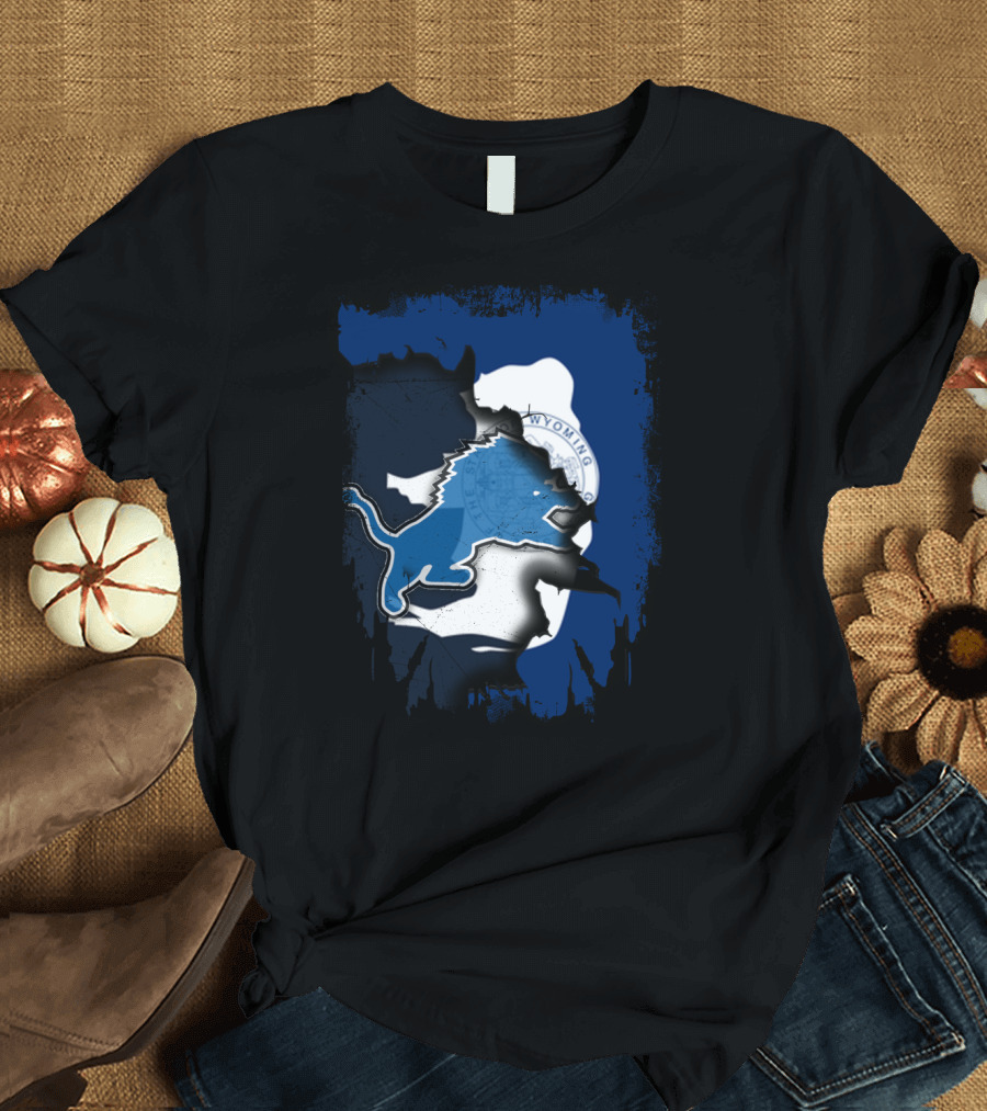 Wyoming Pride with Blue Lion Emblem T-Shirt