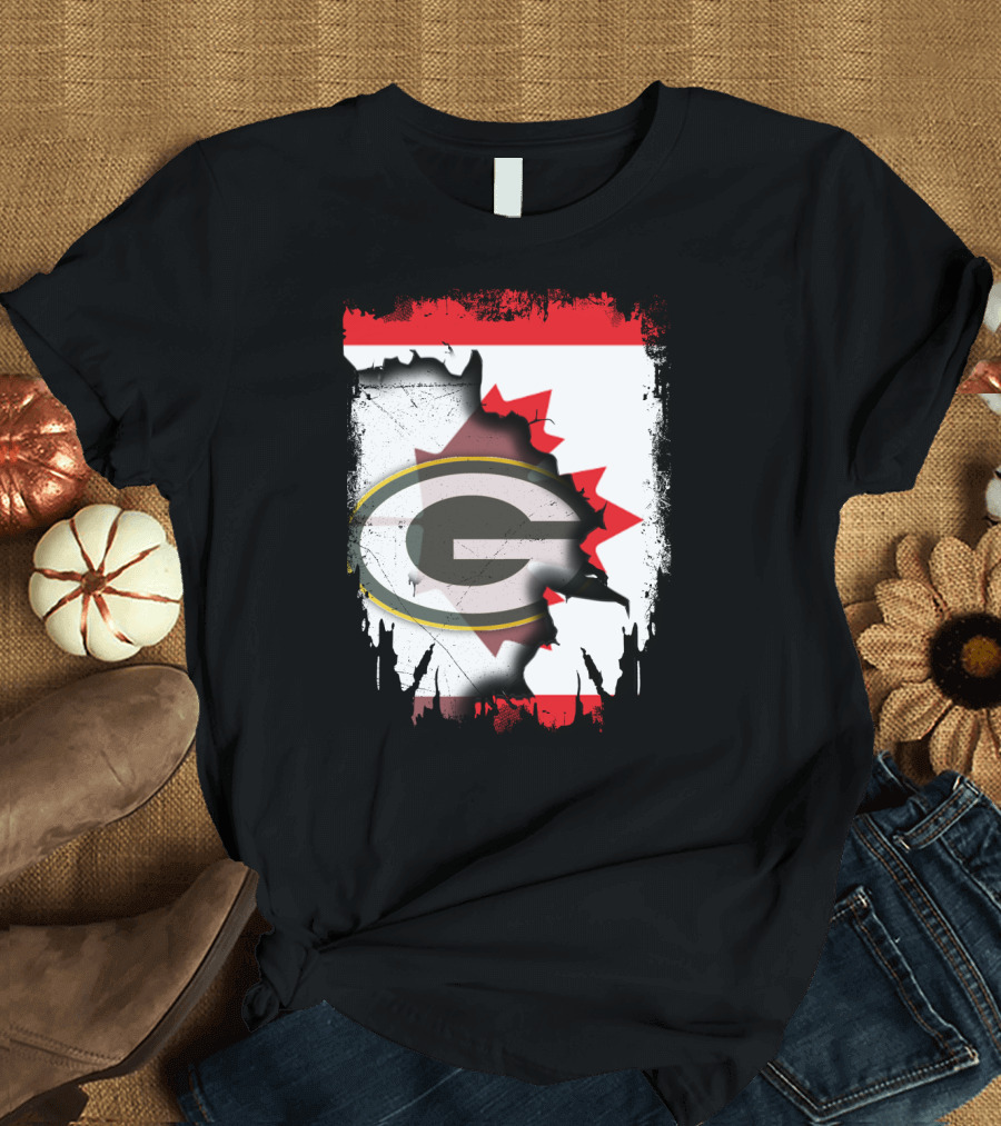 Canada Green Bay Packers Flag Fusion T-Shirt