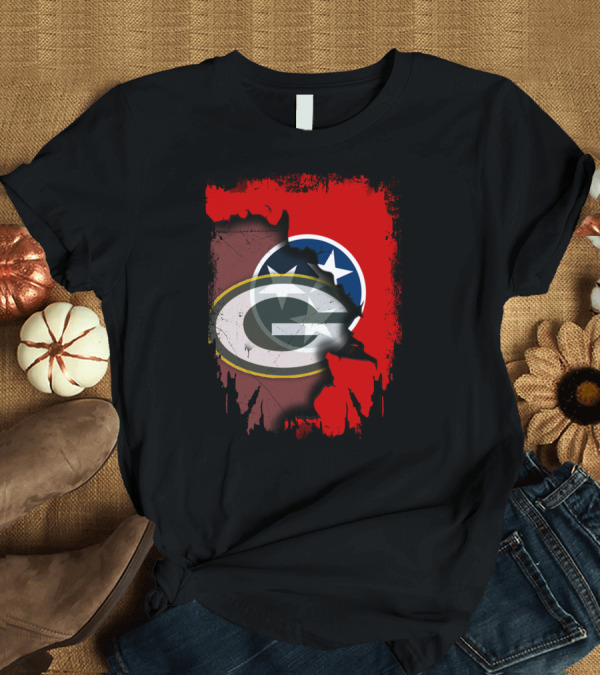 T-Shirt: Together Tennessee With Green Bay Packers Logo Over Tennessee Flag T-Shirt Together Tennessee With Green Bay Packers Logo Over Tennessee Flag T-Shirt