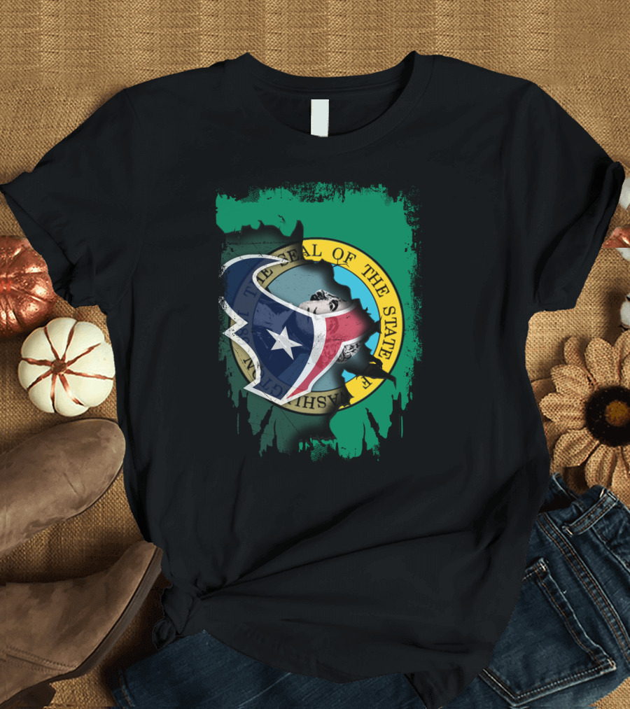 Washington State Seal Combined With Texans Logo Together T-Shirt
