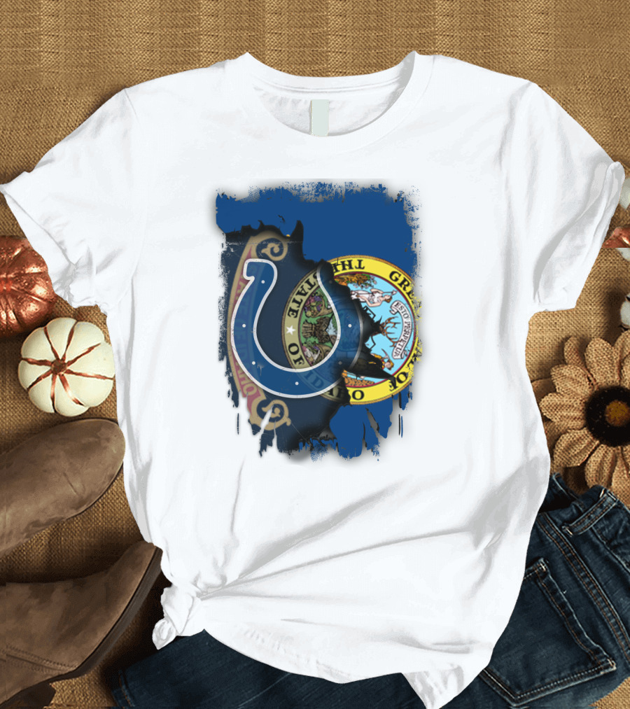 Idaho State Flag and Colts Horseshoe United T-Shirt
