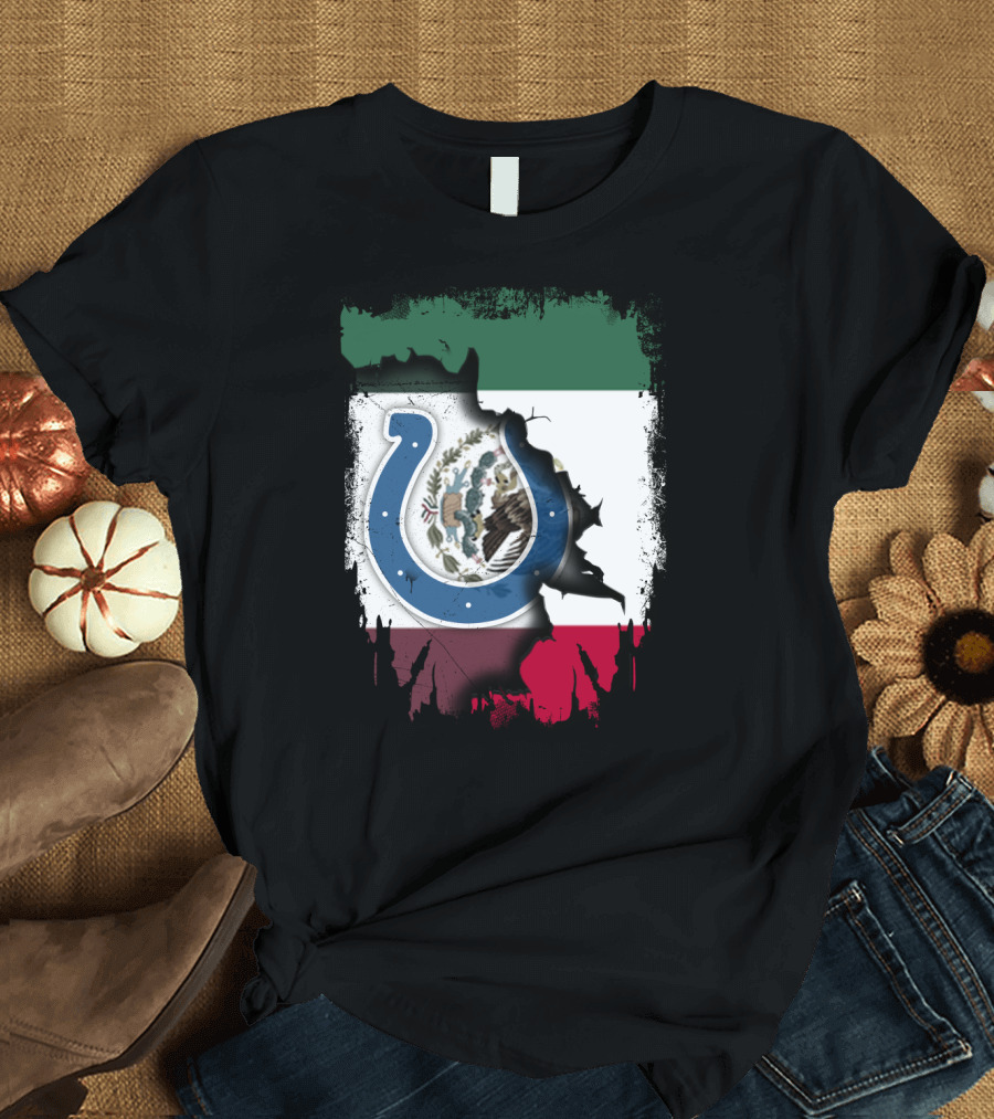 Mexico Colts Emblem on Distressed Flag Background T-Shirt