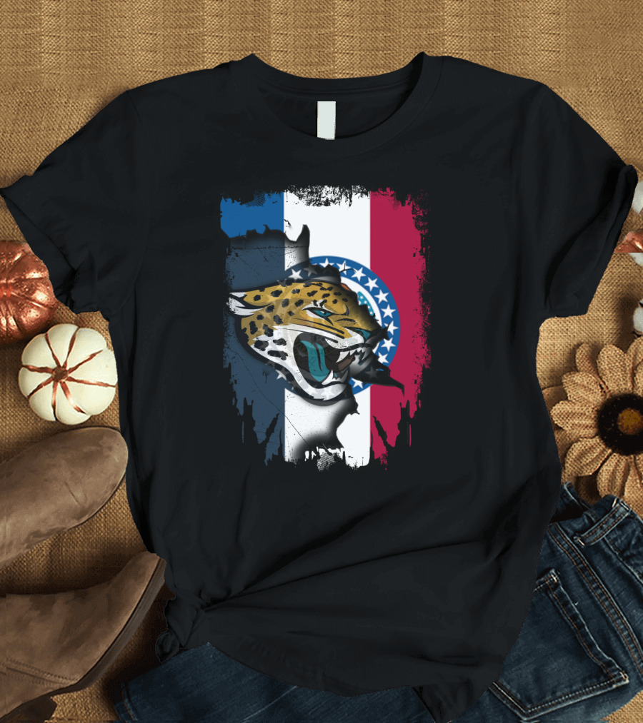 Missouri Flag with Jaguars Roaring Spirit T-Shirt