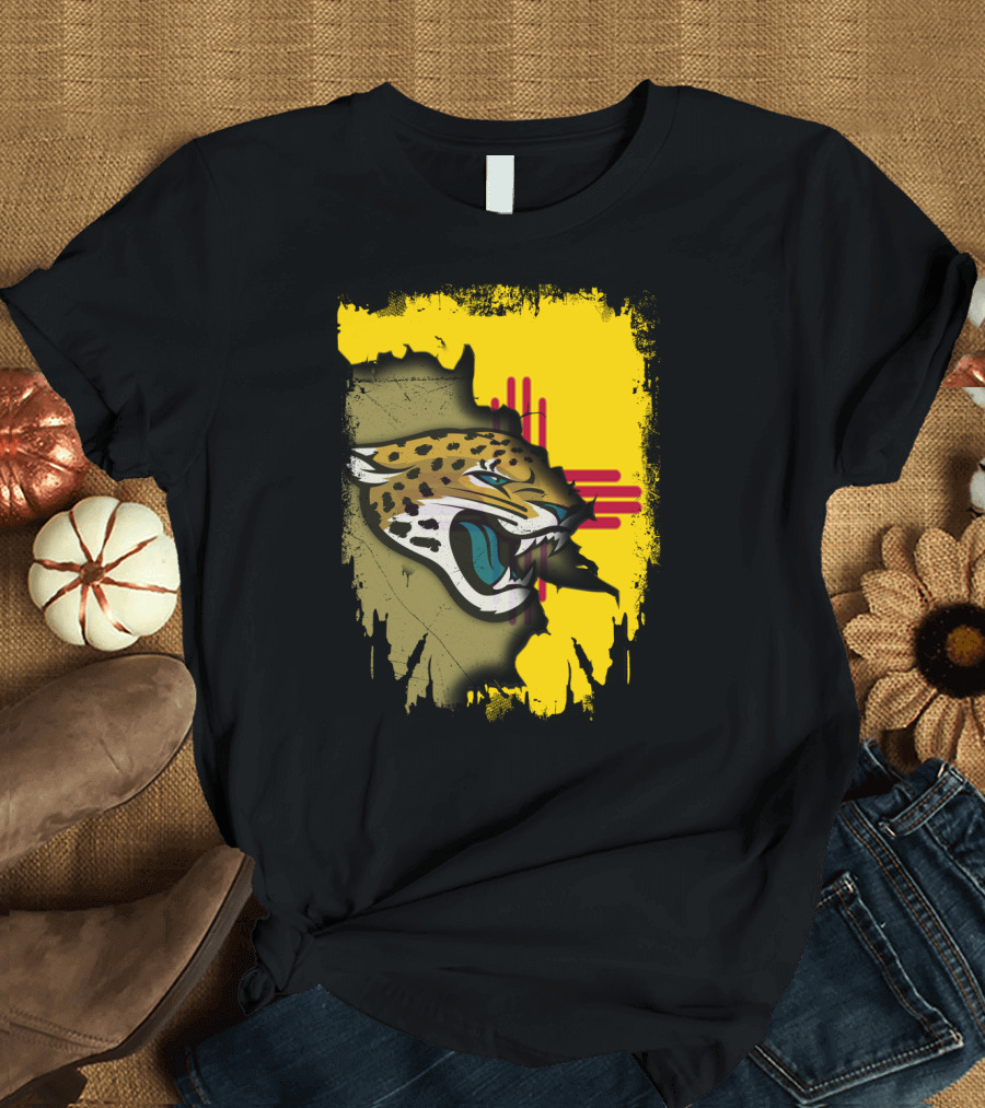Together New Mexico With Jaguars Zia Symbol Background T-Shirt