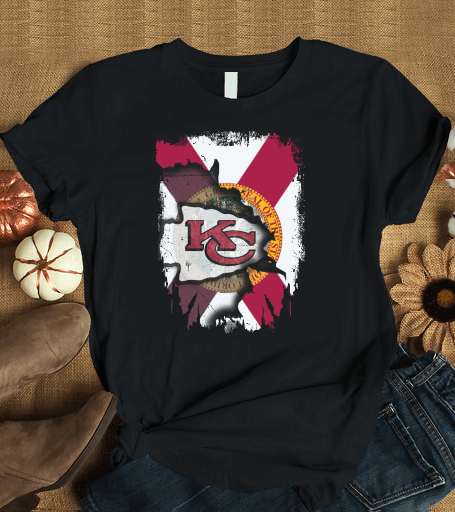 Florida State Flag with KC Chiefs Logo Integration T-Shirt