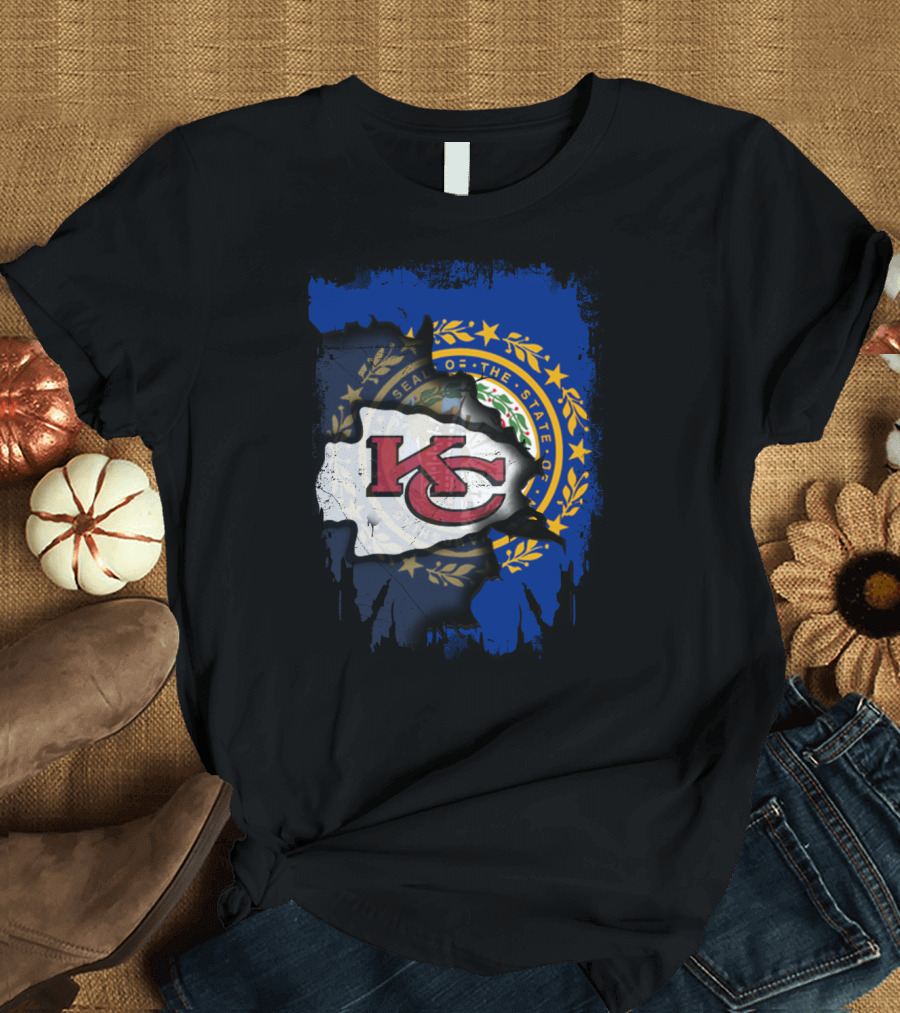 New Hampshire State Seal KC Chiefs Logo Fusion T-Shirt