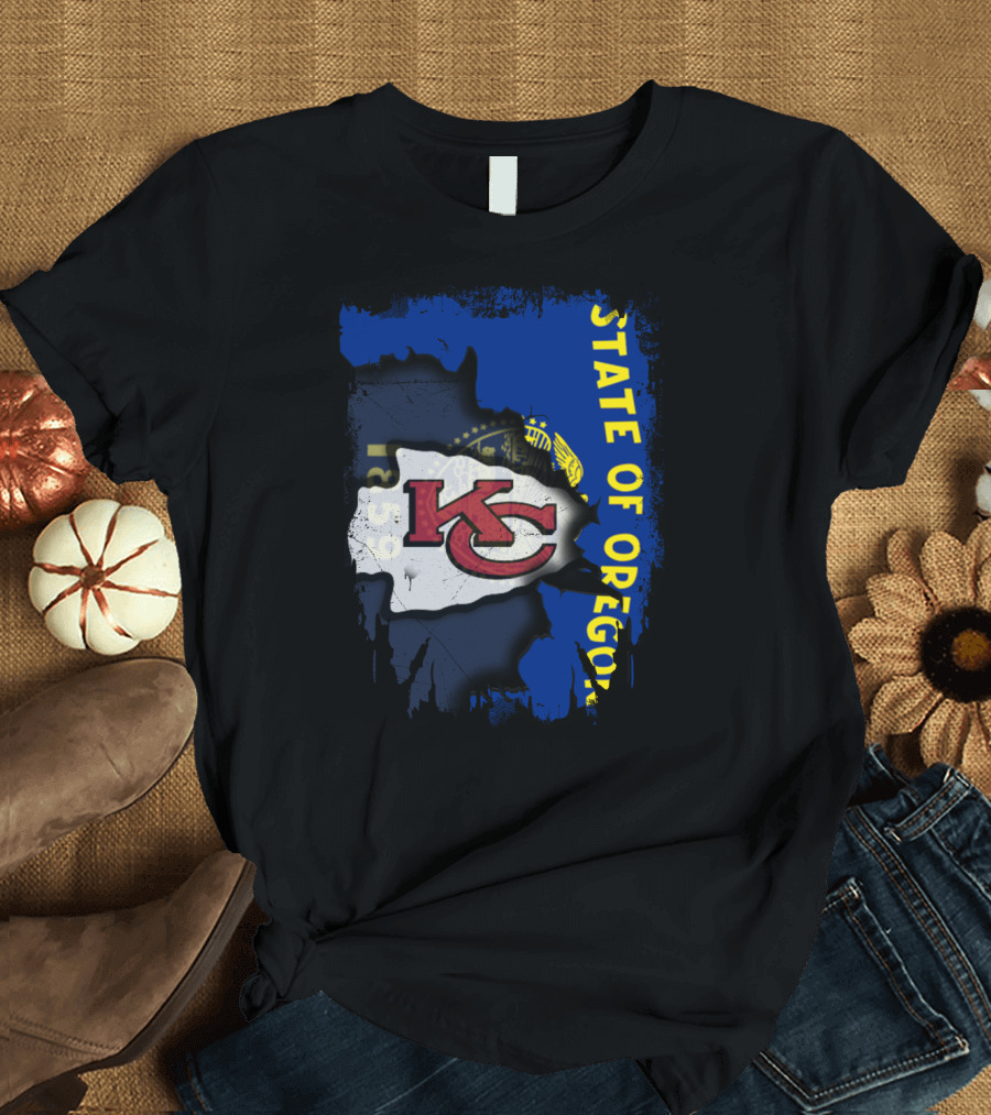 State of Oregon with KC Chiefs T-Shirt