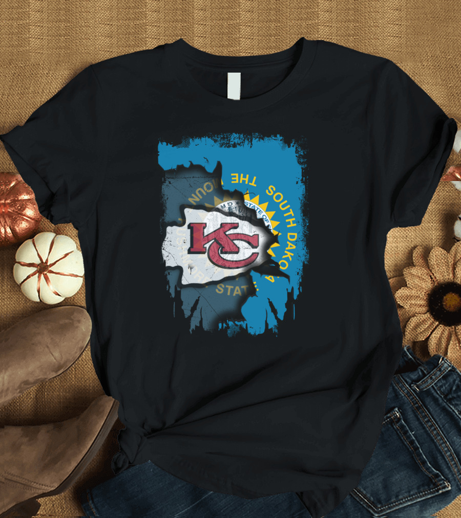 Together South Dakota Kansas City Chiefs State Flag T-Shirt