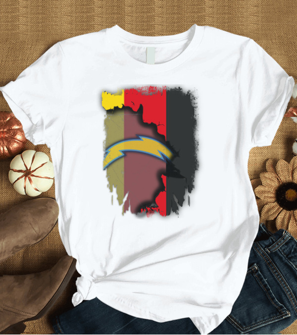 T-Shirt: Germany Colors With Chargers Lightning Bolt Overlaid T-Shirt Germany Colors With Chargers Lightning Bolt Overlaid T-Shirt