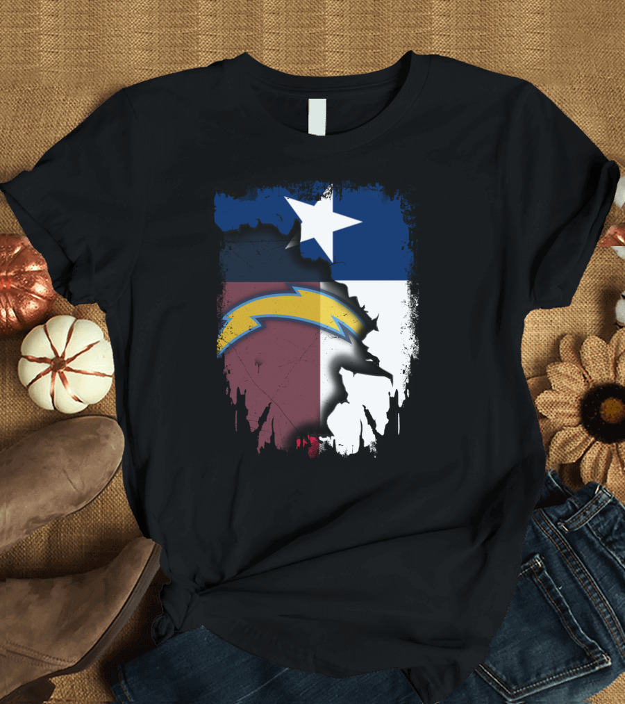 Together Texas with Chargers Lone Star Flag T-Shirt