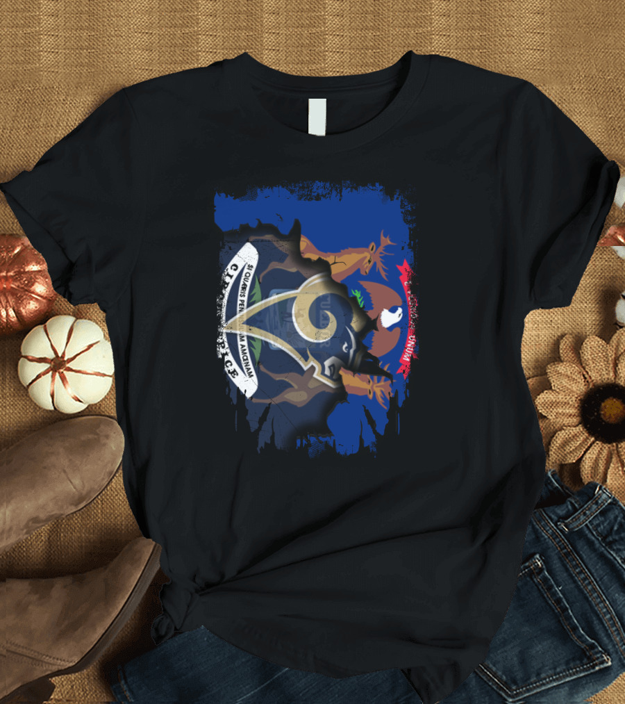 Michigan State Seal and Rams Logo Together United T-Shirt