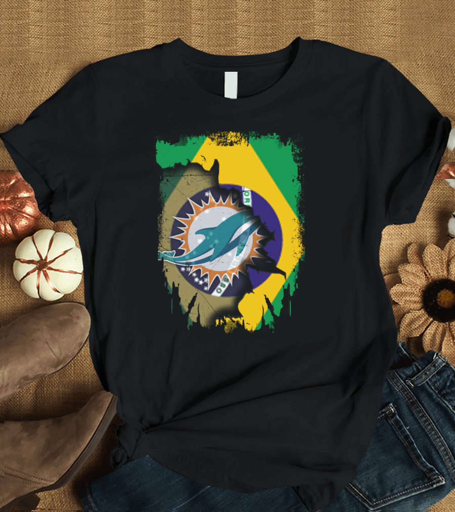 Brazilian Flag with Dolphins Logo Fusion T-Shirt