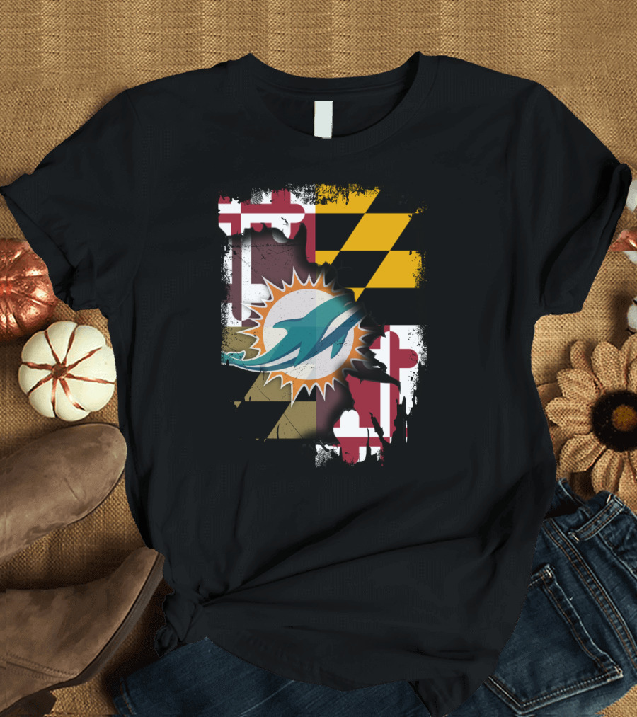 Together Maryland Dolphins Maryland Flag Fusion T-Shirt