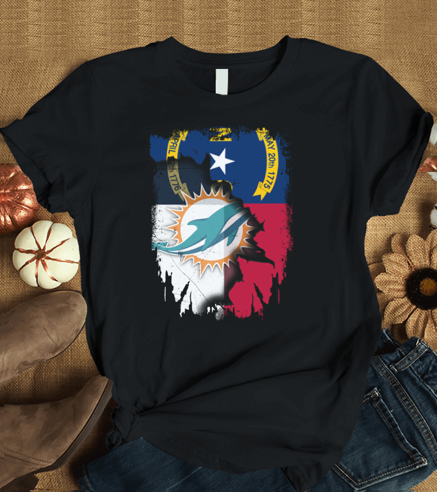 North Carolina Flag Dolphins Miami Connection T-Shirt