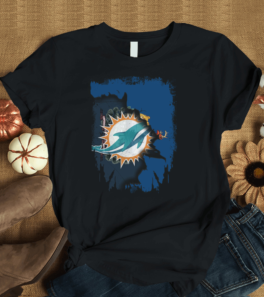 Together Vermont Miami Dolphins Logo Overlay T-Shirt