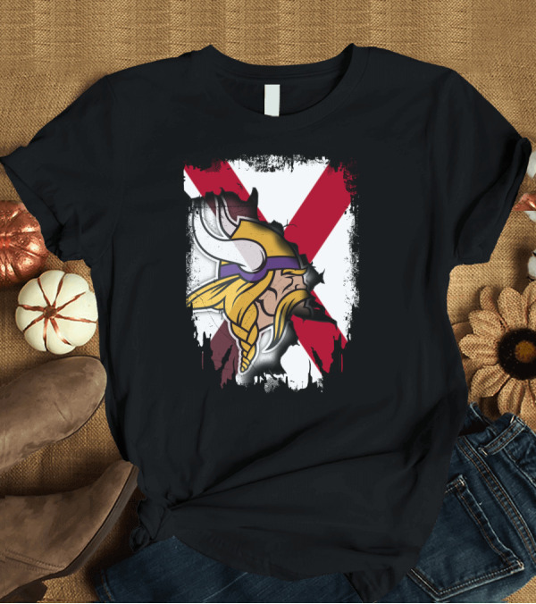 T-Shirt: Alabama Vikings United with Crossed Flag T-Shirt Alabama Vikings United with Crossed Flag T-Shirt