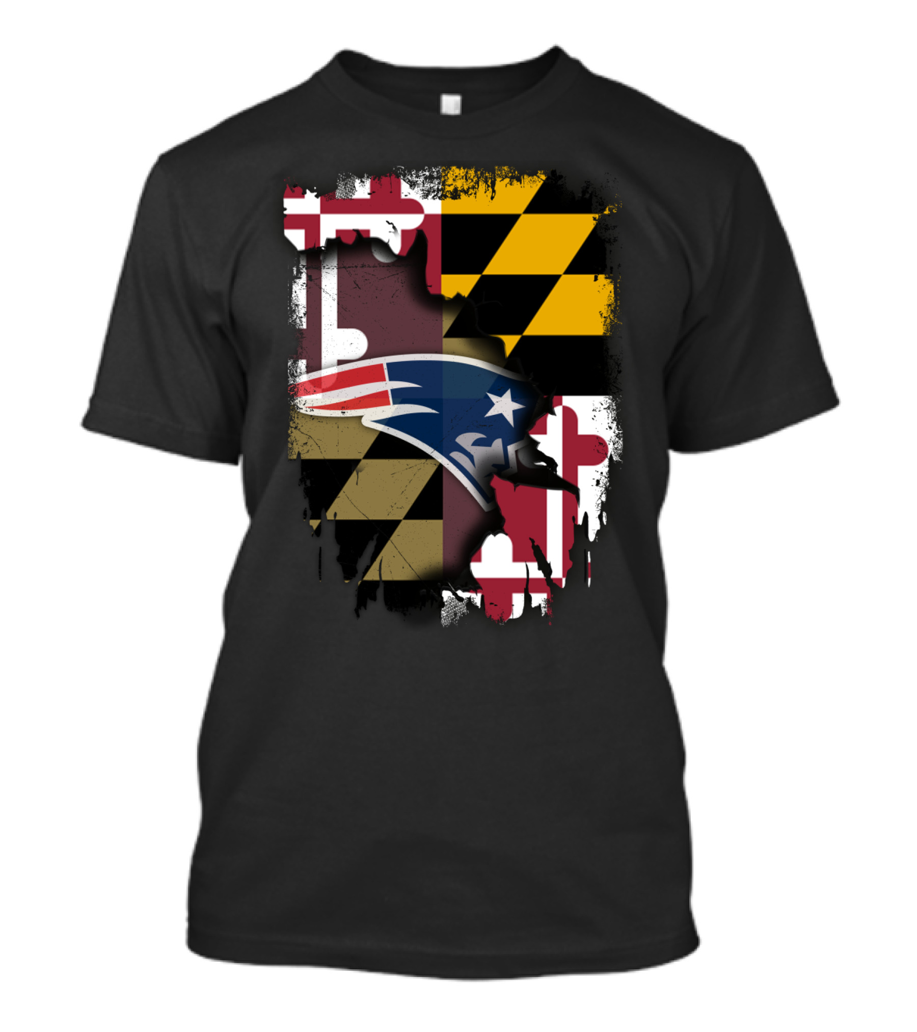 Maryland Flag Blended With Patriots Logo Together T-Shirt