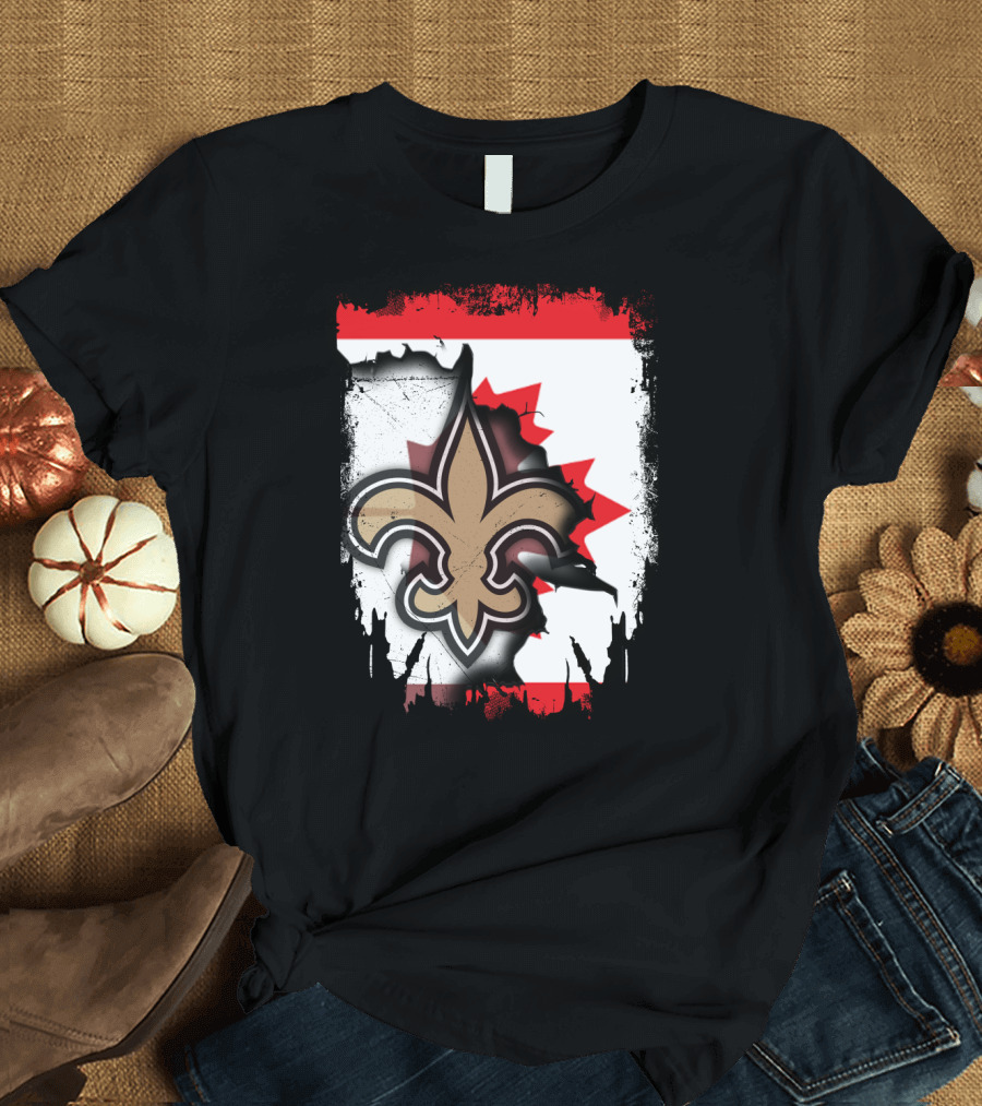 Canada Saints Maple Leaf Burst Fleur-de-lis T-Shirt