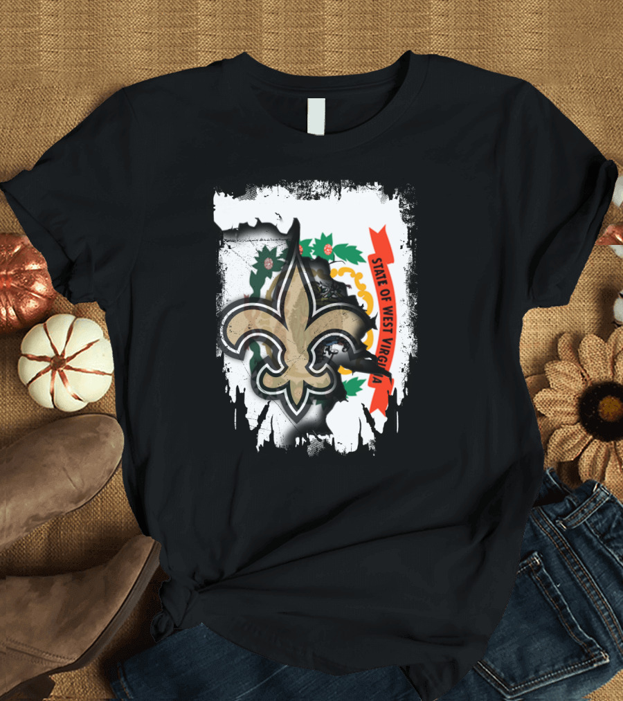 State of West Virginia Fleur-de-lis Saints T-Shirt