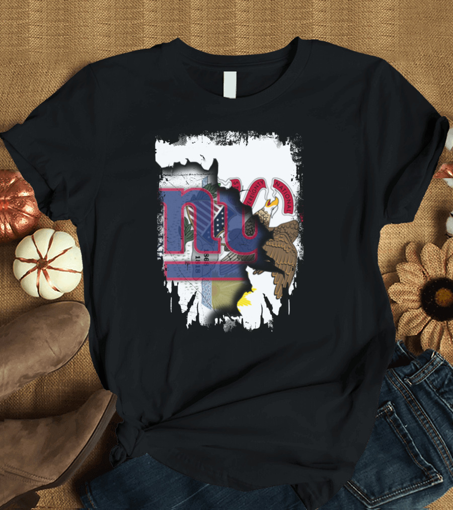 Together Illinois With New York Giants Flag and Illinois Seal Fusion T-Shirt