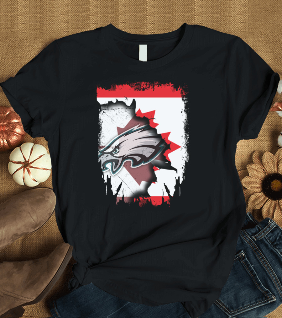 Together Canada Philadelphia Eagles Maple Leaf Rip T-Shirt