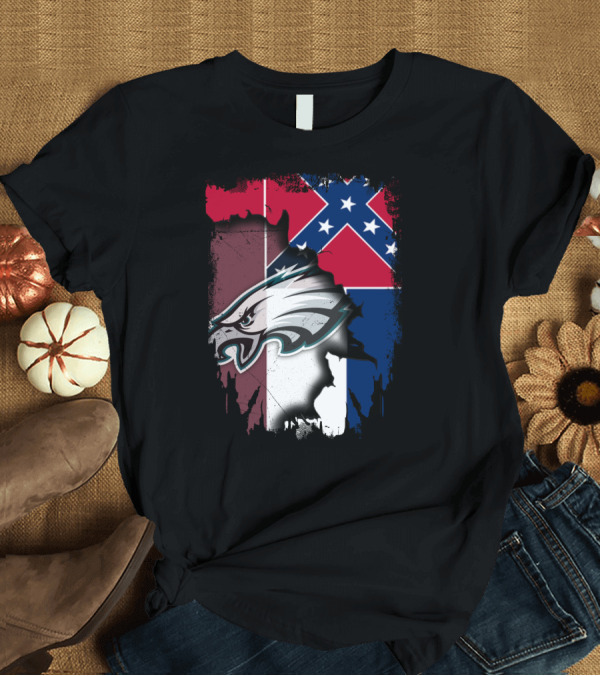 T-Shirt: Mississippi Eagles with Confederate Flag Background T-Shirt Mississippi Eagles with Confederate Flag Background T-Shirt
