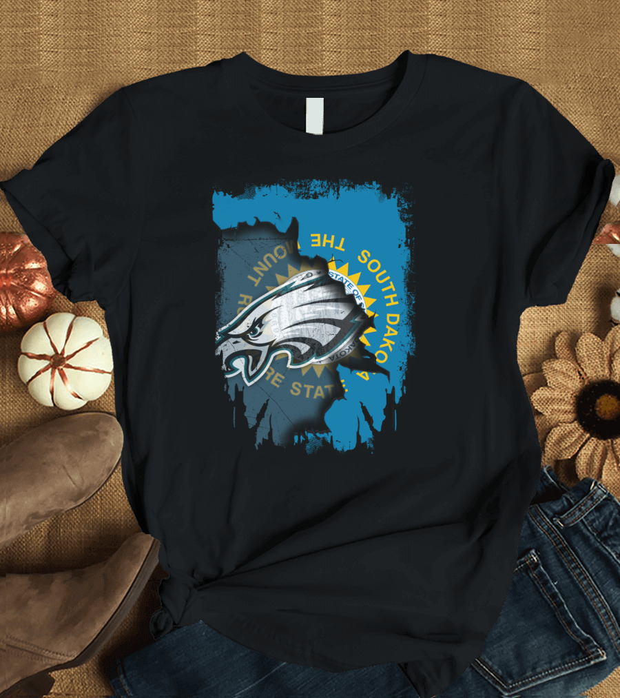 Philadelphia Eagles South Dakota Map State T-Shirt