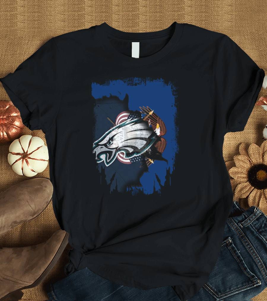 Together Utah Philadelphia Eagles USA Flag Eagle Fusion T-Shirt