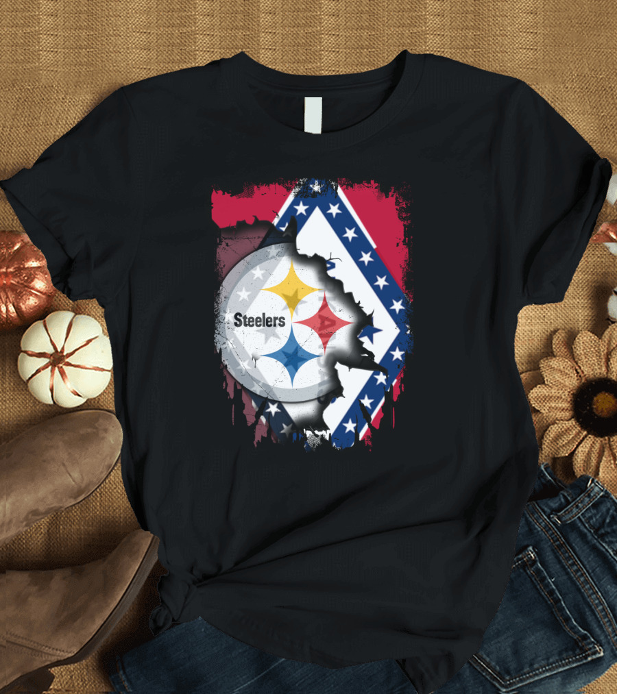 Steelers Meets Arkansas Flag Fusion T-Shirt
