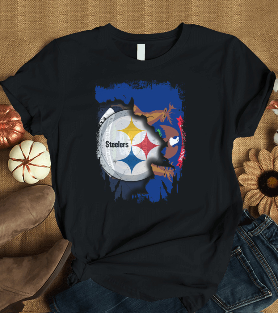 Together Michigan Emblem Featuring Steelers Logo Integration T-Shirt