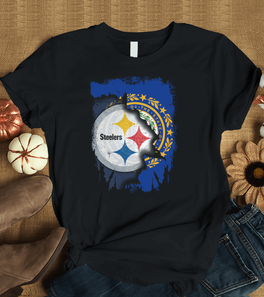 New Hampshire and Pittsburgh Steelers Emblem Fusion T-Shirt