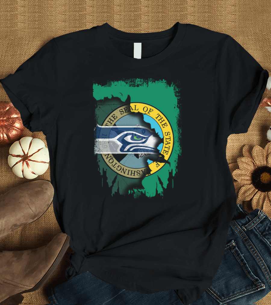 The Seal of the State of Washington with Seattle Seahawks T-Shirt