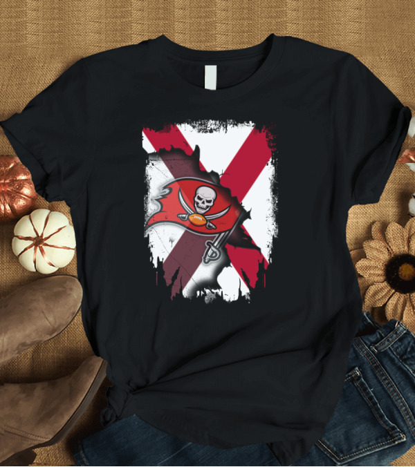 T-Shirt: Alabama State Flag With Buccaneers Logo Together T-Shirt Alabama State Flag With Buccaneers Logo Together T-Shirt