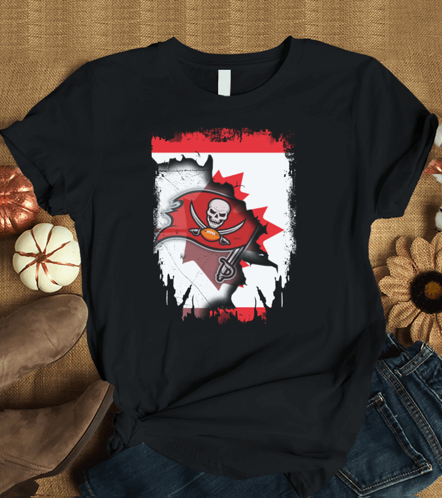 Canada Flag Buccaneers Football Fusion T-Shirt
