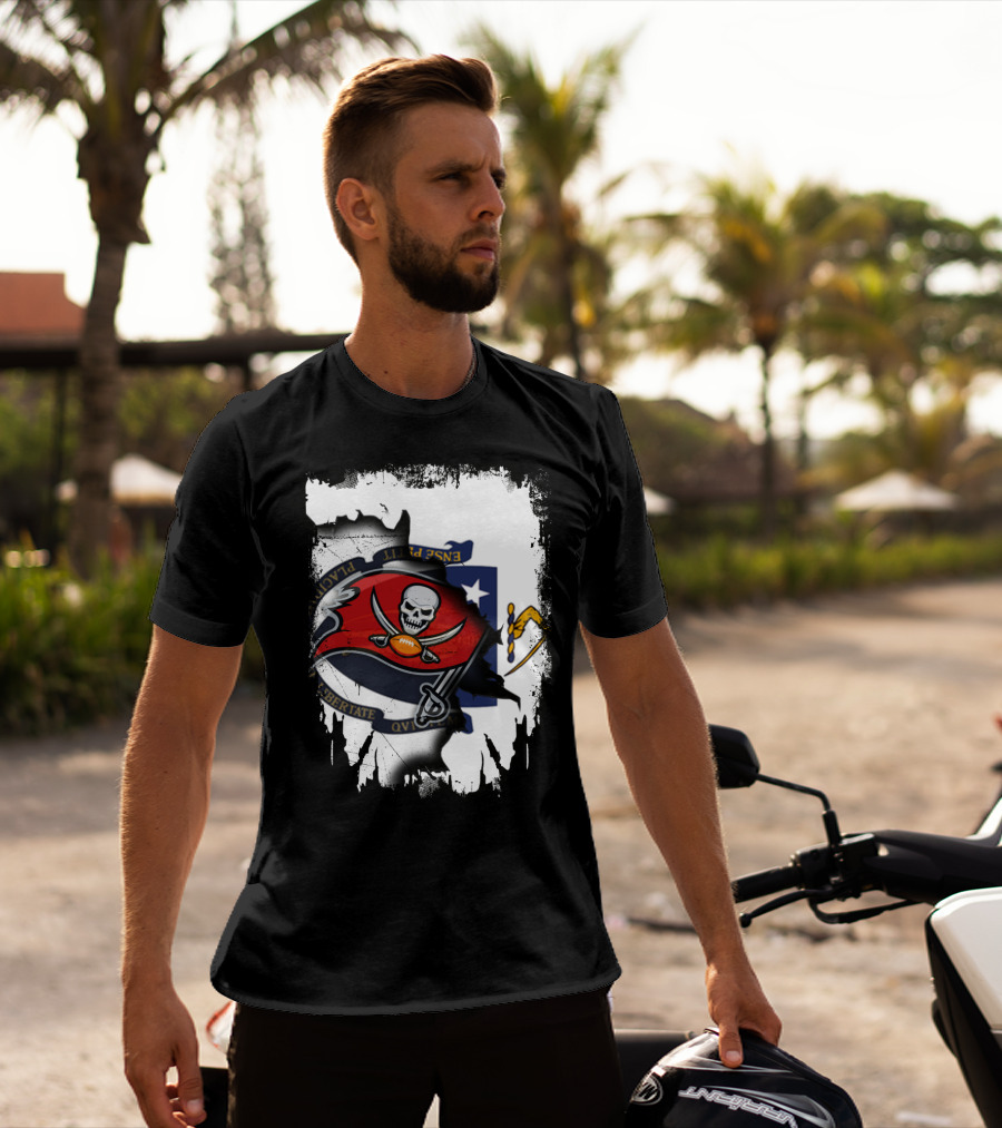 Together Massachusetts And Buccaneers Flag Fusion T-Shirt