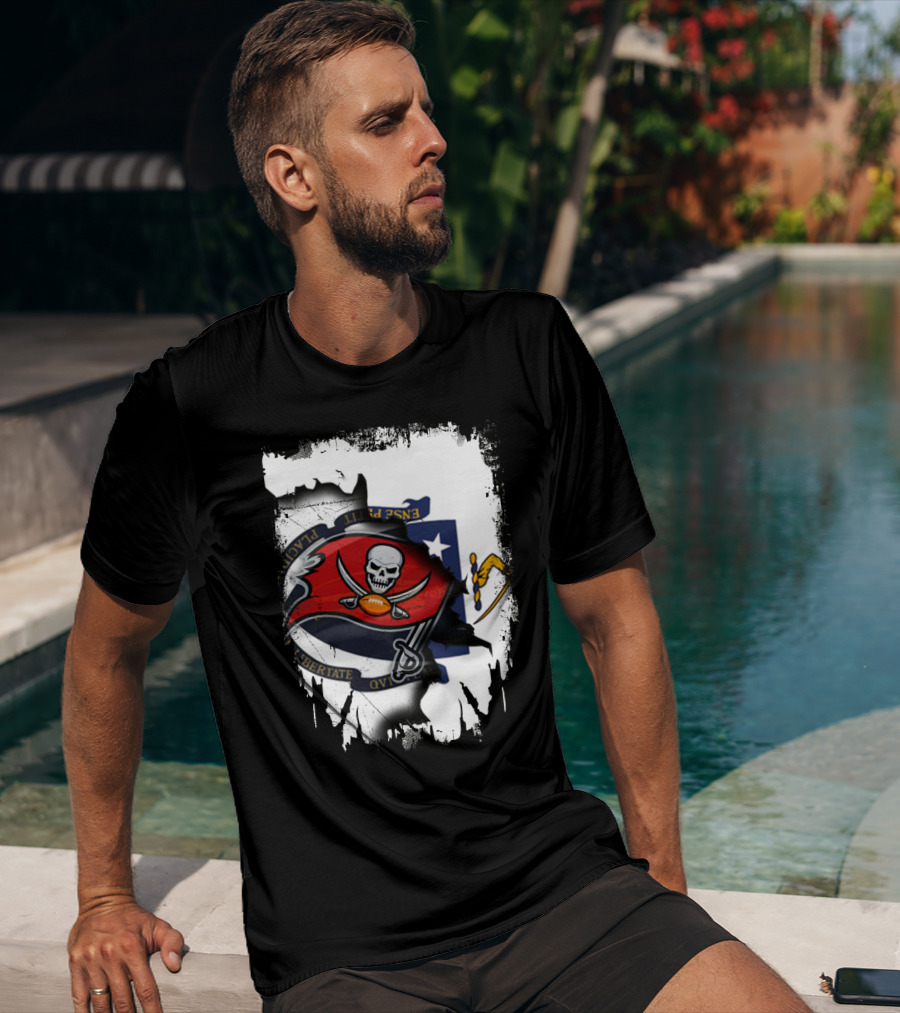 Together Massachusetts And Buccaneers Flag Fusion T-Shirt