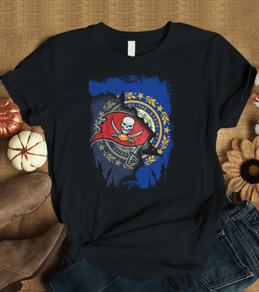 New Hampshire State Flag Combined with Tampa Bay Buccaneers T-Shirt