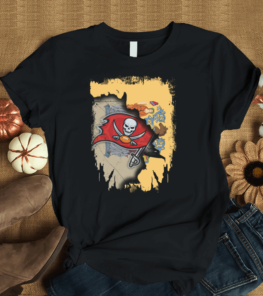 Together New Jersey Buccaneers Football Flag Map T-Shirt