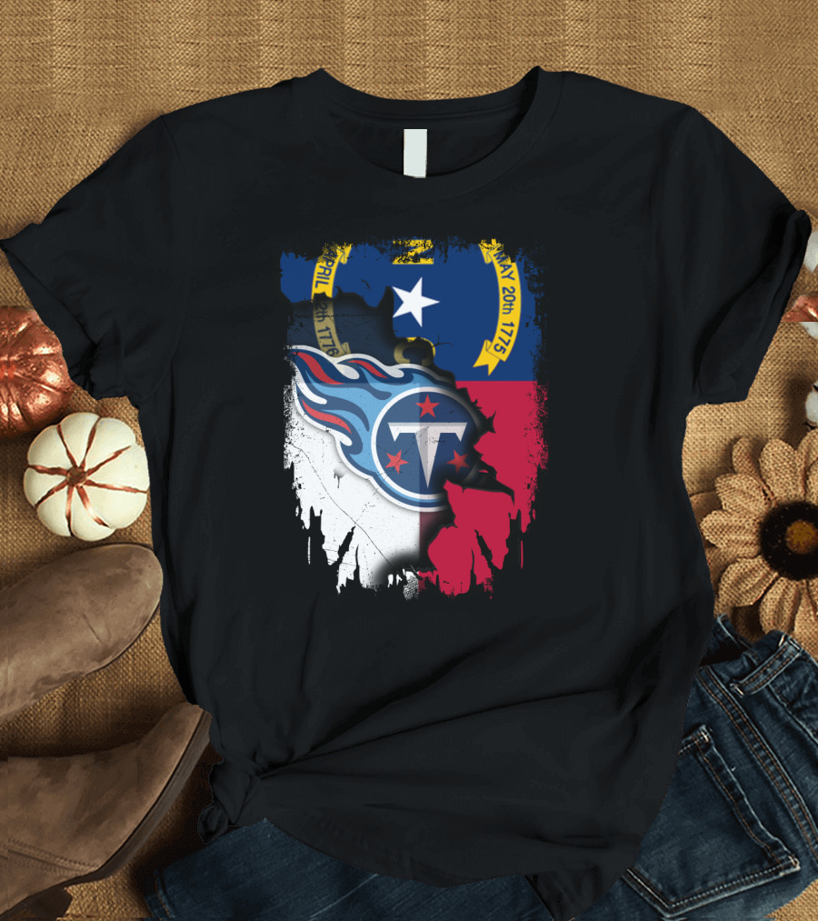 North Carolina State Pride With Tennessee Titans Logo Fusion T-Shirt