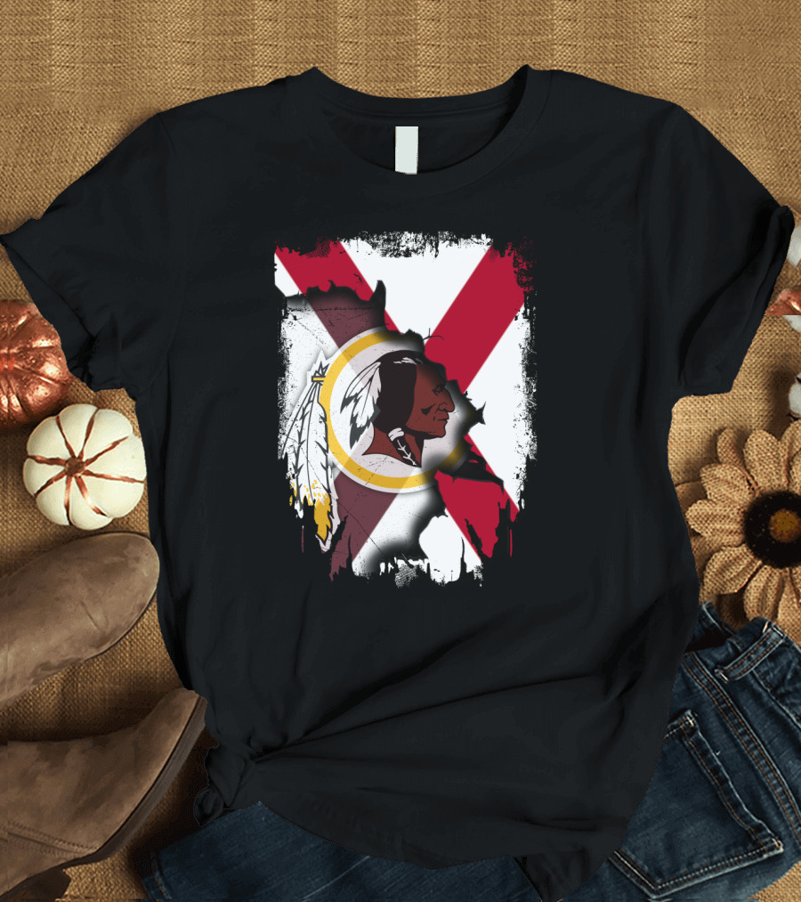 Alabama Flag Overlay With Washington Redskins T-Shirt