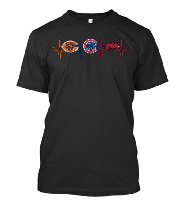 Love Bears Cubs Razorbacks Heartbeat T-Shirt